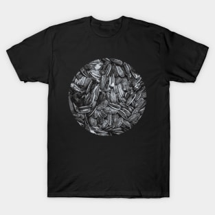 Sunflower Seeds Black and White Photo Circle T-Shirt